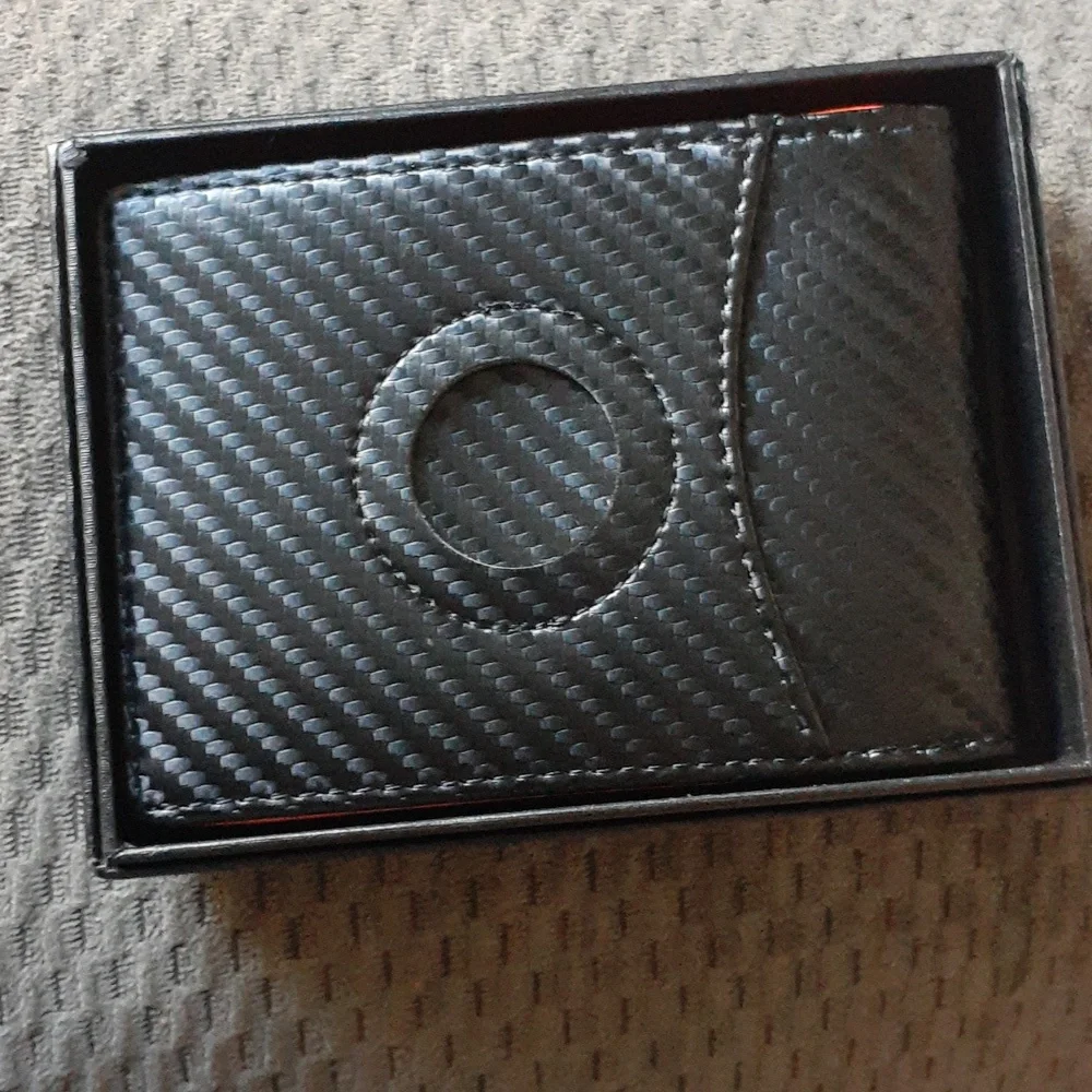 Men's slim wallet bifold black and orange